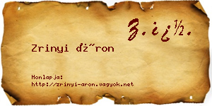 Zrinyi Áron névjegykártya